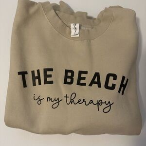 Beige Sweatshirt with Black Text